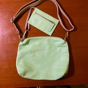 Vegan Leather  pale green bag with change purse included  Like New!